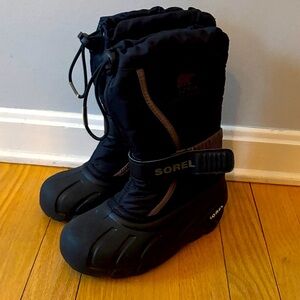 Sorel Black Snow Boots- Boys size 1